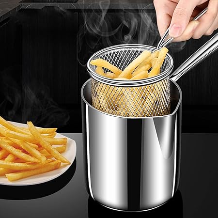 Fryer Pot, 1000ML Small/Mini Deep Oil Fryer with Long Handle