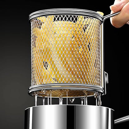 Fryer Pot, 1000ML Small/Mini Deep Oil Fryer with Long Handle