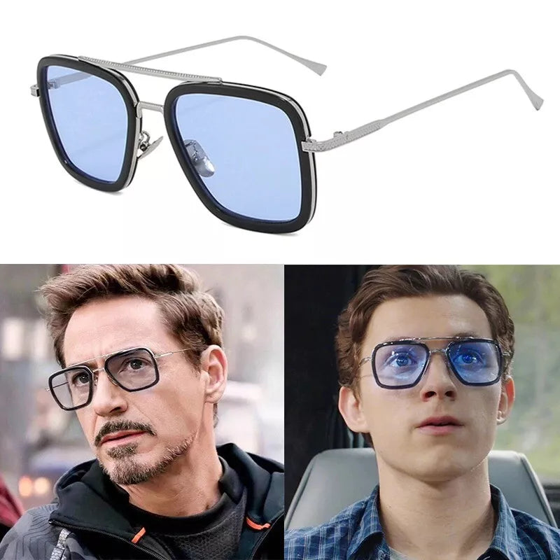 Luxury Steampunk Men Square Sunglasses Tony Stark Iron Man Sun Glasses